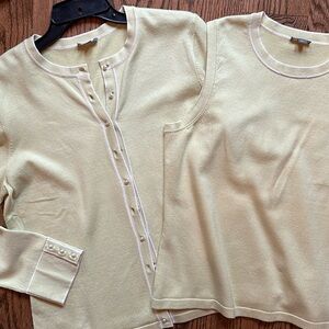 Anne Taylor sweater & jacket set, green yellow color, size M/L